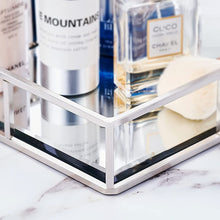Load image into Gallery viewer, PuTwo Mirror Tray, Silver Perfume Tray, Decorative Tray, Metal Vanity Tray, Jewelry Tray, Tray Decor, Decorative Trays, Glass Tray, Perfume Organizer, Vanity Trays for Bathroom, Counter, Bathroom

