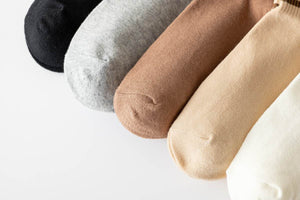 PuTwo春夏女袜A7款-两线条纯色高质感休闲短袜， 10双/包，每色2双