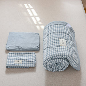 PuTwo薄款全棉水洗棉夏季空调被C款（1被子+2枕套） 格子   200*150cm