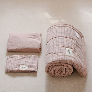 PuTwo薄款全棉水洗棉夏季空调被C款（1被子+2枕套） 小格   200*150cm