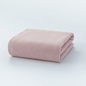 Putwo纯棉华夫格绒圈浴巾 2条装 70*140cm 粉色