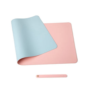PuTwo双面皮革防水鼠标垫桌垫  浅蓝色+粉色