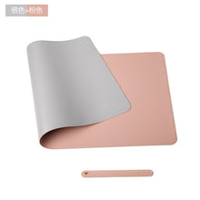 画像をギャラリービューアに読み込む, PuTwo双面皮革防水鼠标垫桌垫  银色+粉色
