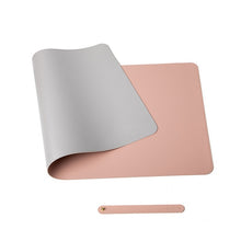 画像をギャラリービューアに読み込む, PuTwo双面皮革防水鼠标垫桌垫  银色+粉色
