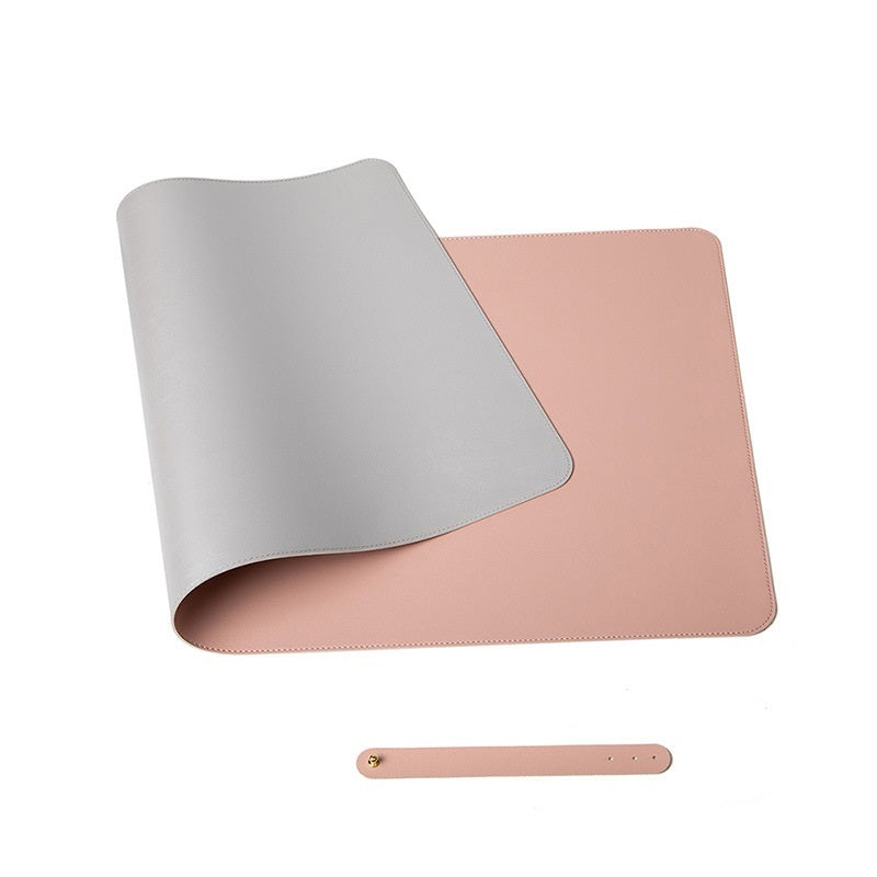 PuTwo双面皮革防水鼠标垫桌垫  银色+粉色