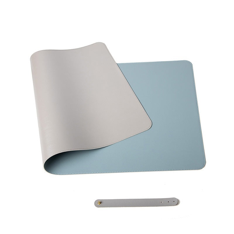 PuTwo双面皮革防水鼠标垫桌垫  银色+天蓝